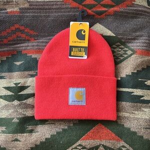 🔥CARHARTT🔥 Carhartt Knit Cuffed Beanie Orange Carhartt Beanie Patch NWT  A18R85